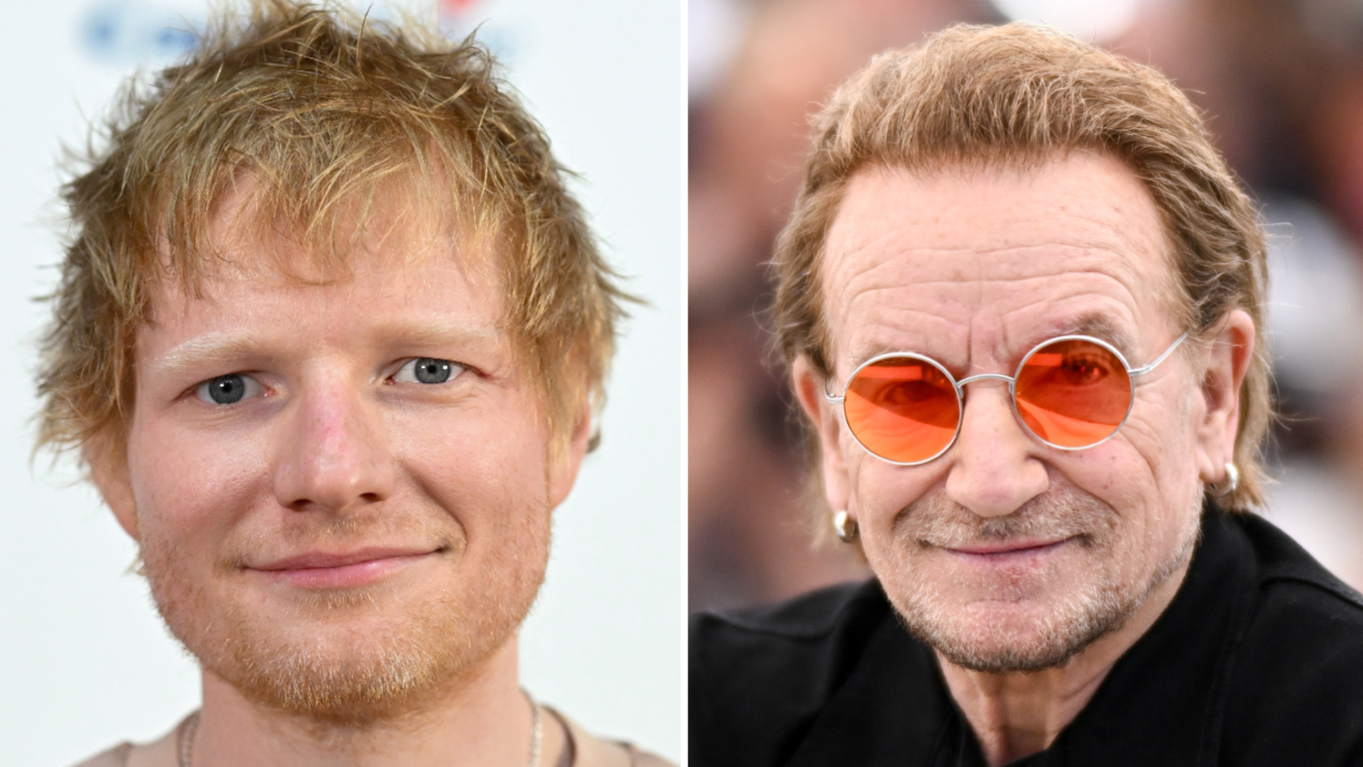 Ed Sheeran and Bono composite image
