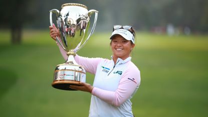 Megan Khang with the trophy after winning the CPKC Women&#039;s Open