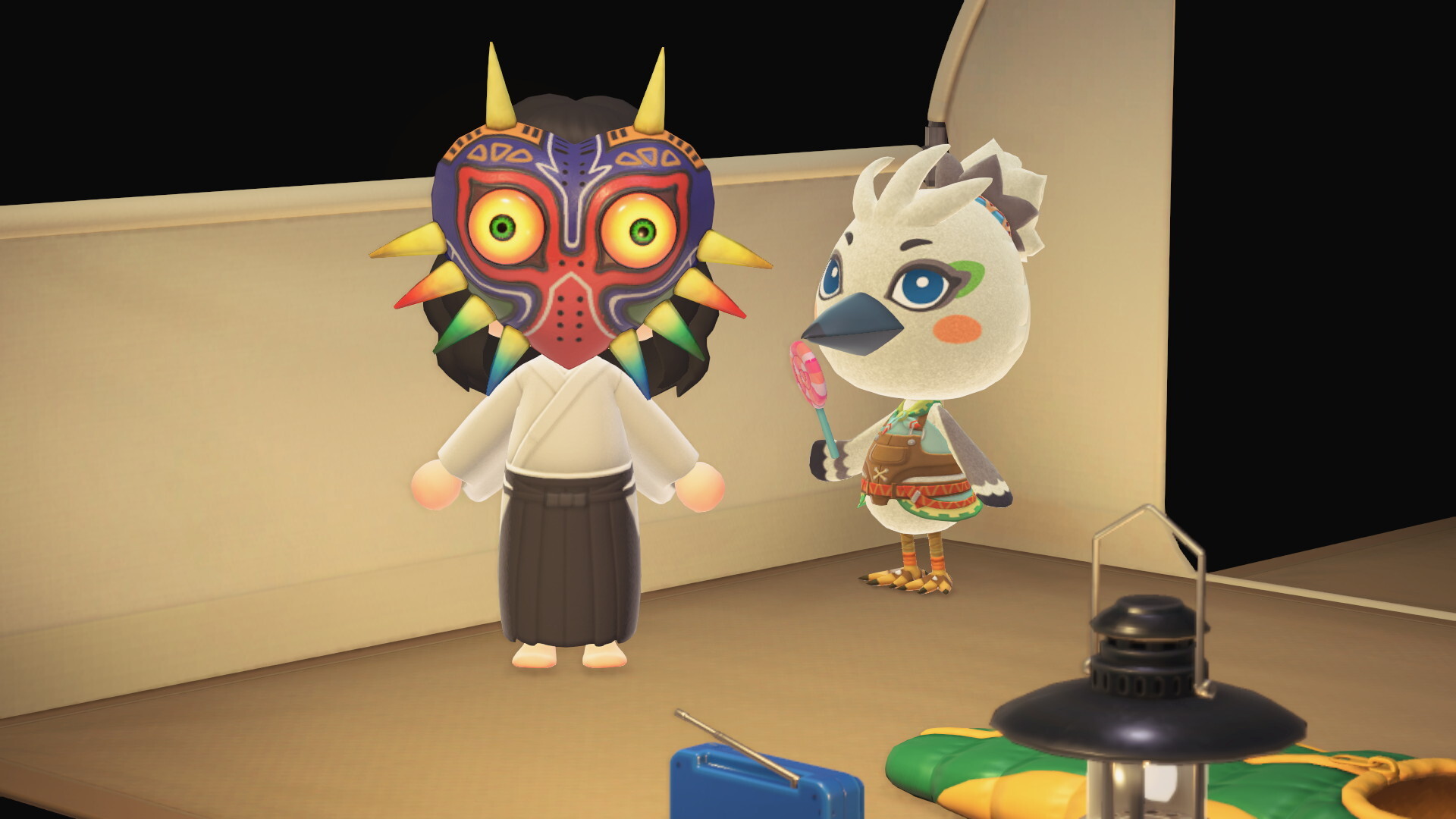 Animal Crossing New Horizons Zelda villager Tulin and villager in campsite tent