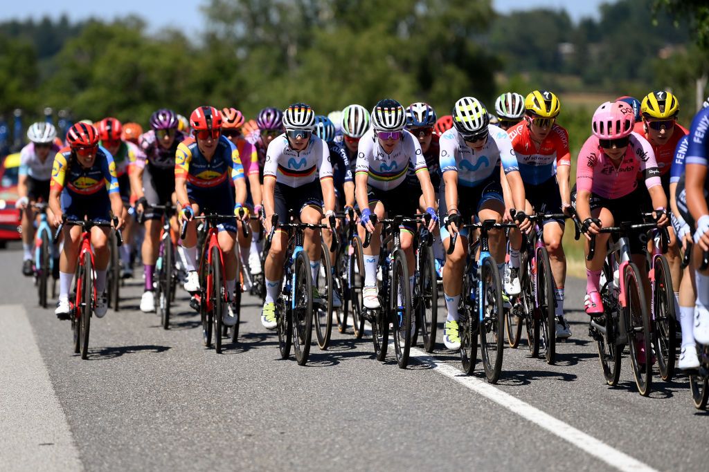 ALBI FRANCE JULY 27 LR Liane Lippert of Germany and Annemiek Van Vleuten of The Netherlands and Movistar Team compete during the 2nd Tour de France Femmes 2023 Stage 5 a 1261km stage from OnetleChteau to Albi 572m UCIWWT on July 27 2023 in Albi France Photo by Alex BroadwayGetty Images