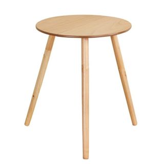 A round light wooden table