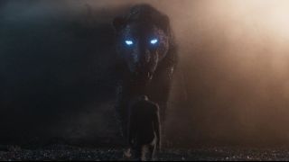 The Panther God Bast appears to Bashenga in Black Panther's opening scene