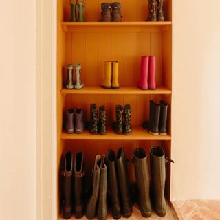 boot room with shelving for wellington boots