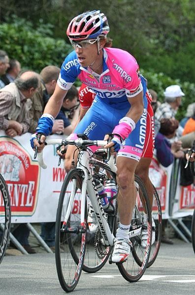 Damiano Cunego (Lampre) early in the race before the rain fell.