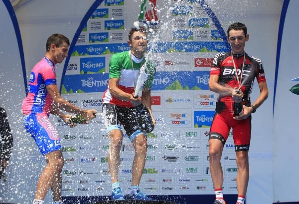 The Italian time trial podium: Adriano Malori, Dario Cataldo and Marco Pinotti