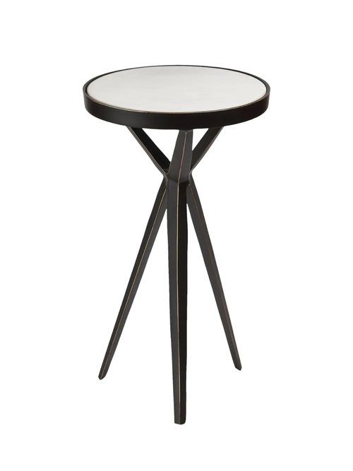 Adhara Aluminum Cocktail Table With Marble Top, 11" X 19.5"