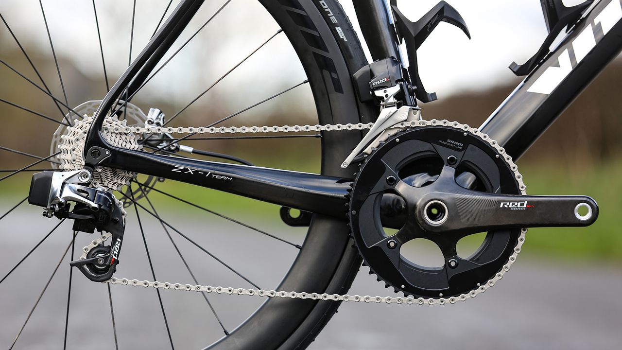 The bike is paired with a SRAM Red eTap drivetrain