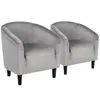 Easyfashion Velvet Tub Club Accent Upholstered Barrel Arm Chair in Gray Set of 2