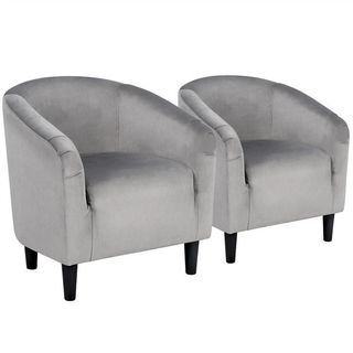 Easyfashion Velvet Tub Barrel Arm Chair (Set of 2)