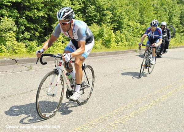 Christian Meier (United Healthcare) tries to follow Svein Tuft (Spidertech p/b C10) early on the climb