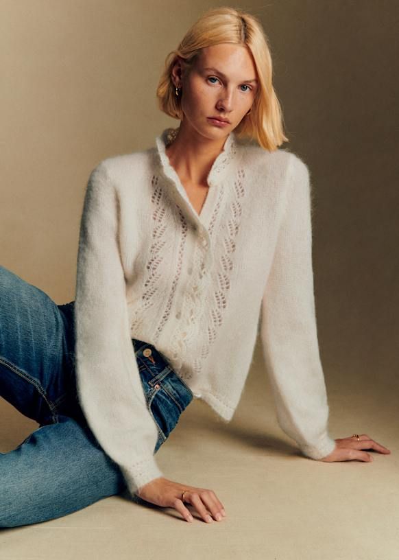 Angie Cardigan - Ecru - Kid Mohair - Sézane