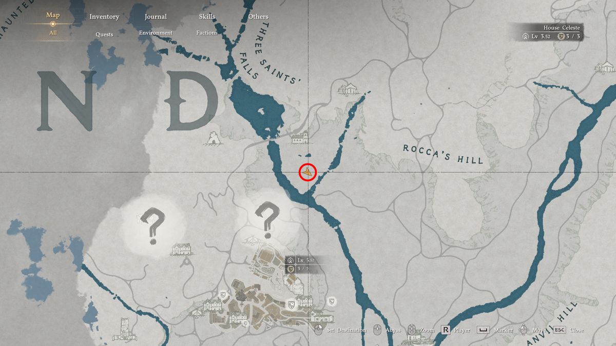 Crimson Desert Azurite: A map with a red cicle showing the location of the ore near Rocca's Hill.
