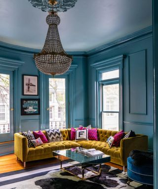 Blue living room by Farrow & Ball