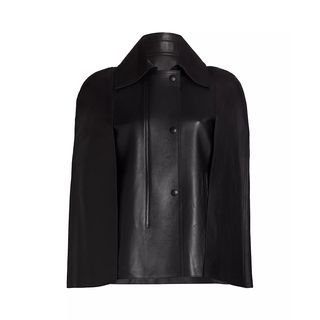 leather cape with black buttons