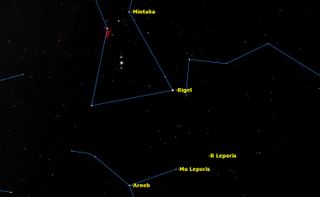 R Leporis is a 7th magnitude star, so you will need binoculars to spot it.