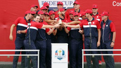 Team USA celebrate winning the Ryder Cup at Whistling Straits