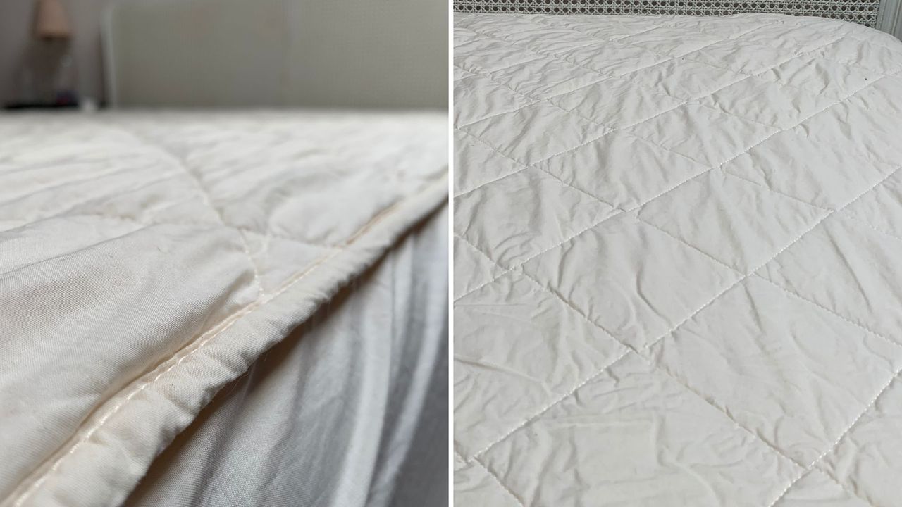 Woolroom Deluxe Washable Mattress Protector tucked down the side of the bed