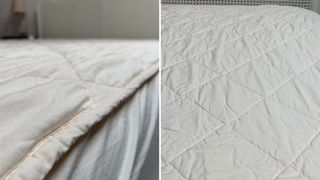 Woolroom Deluxe Washable Mattress Protector tucked down the side of the bed