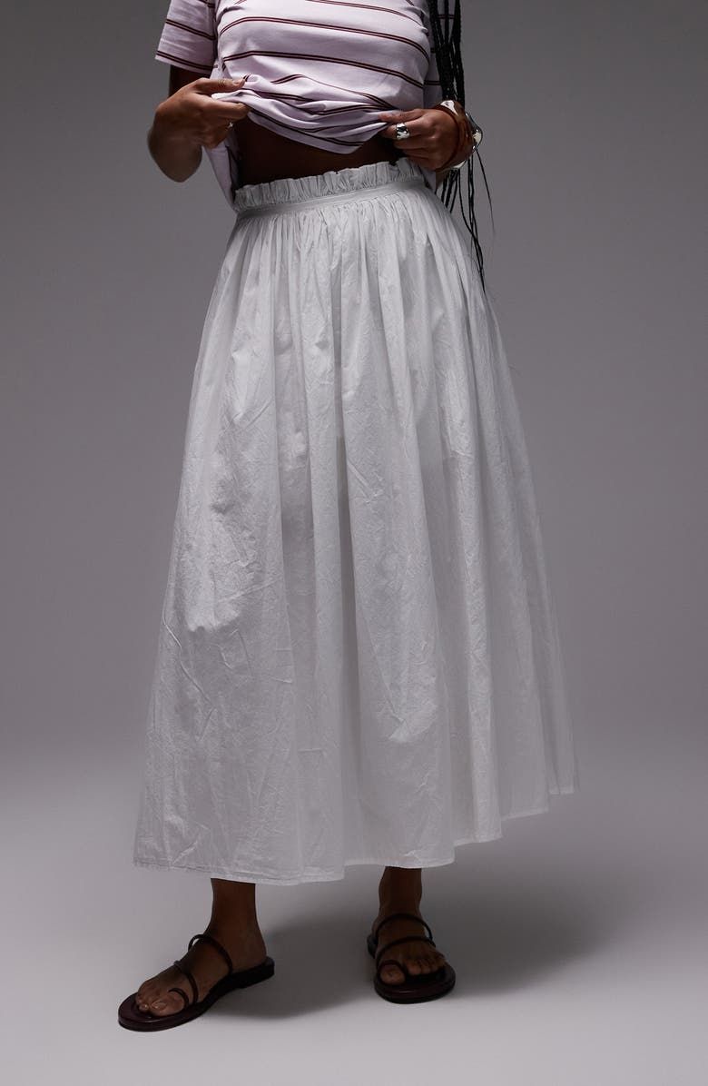Laundered Crinkle Cotton Maxi Skirt