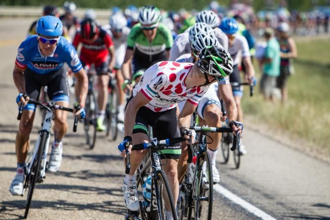 Tom Slagter (Belkin) looks back to see if anyone else will contest the KOM.