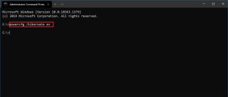 Command Prompt enable hibernation and fast startup option