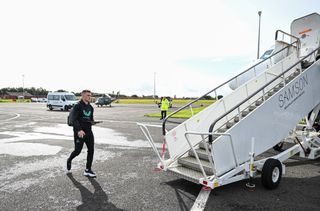 Kieran Trippier leaves the Newcastle private terminal to board the plane to Milan for the UEFA Champions League Match on September 18, 2023 in Newcastle upon Tyne, England. (Photo by Serena Taylor/Newcastle United via Getty Images)