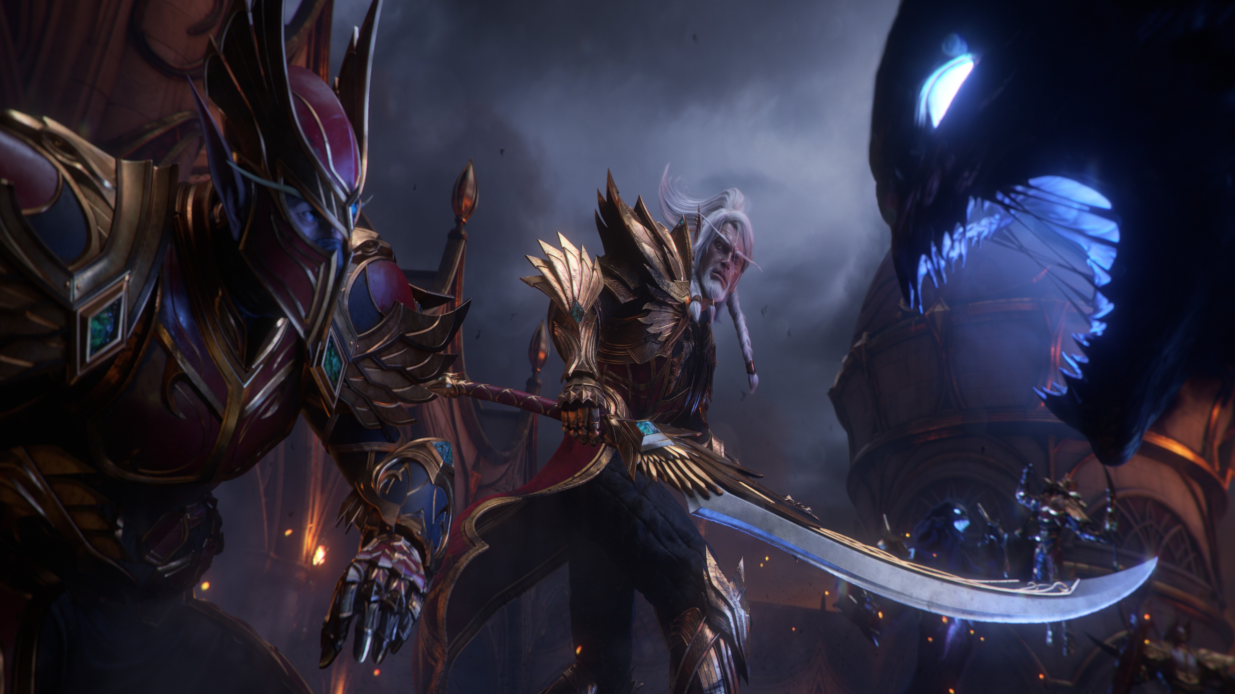 Cinematic screenshot of Blood Elves fighting Void Walkers in World of Warcraft: Midnight