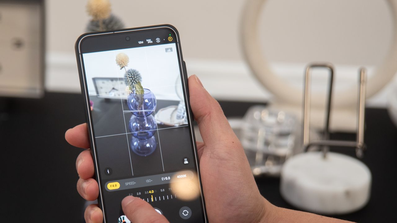 Samsung Galaxy S25 muestra los controles de apertura RAW Expert