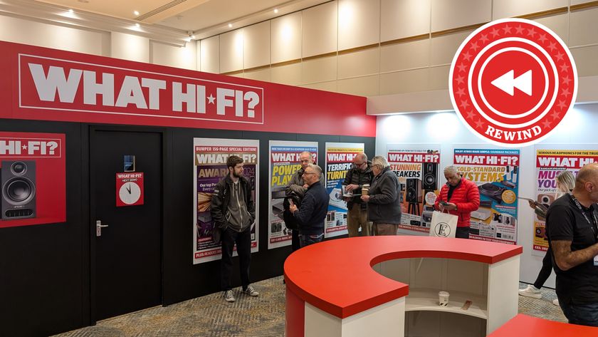 What Hi-Fi stand at Bristol with Rewind logo