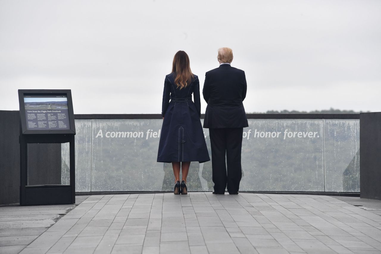 President Trump and Melania Trump at the 9/11 memorial in Shanksville, PA.