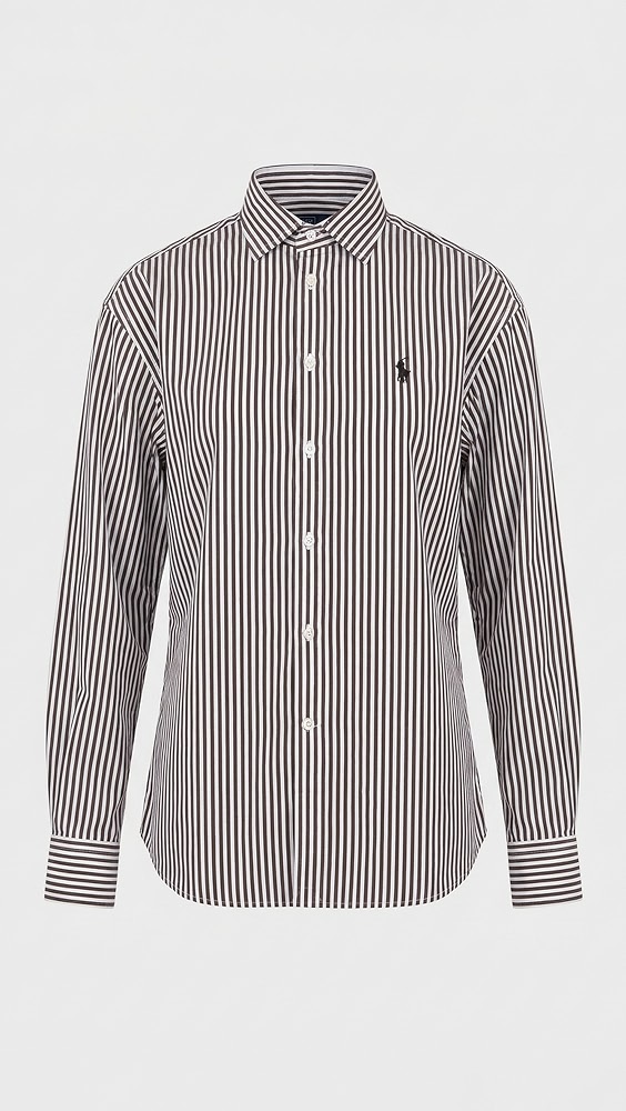 Ramsey Striped Button Down Shirt - 1936 Dark Brown White