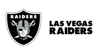 Las Vegas Raiders NFL logo with black and silver-grey flat man icon wearing eyepatch, on black shield.