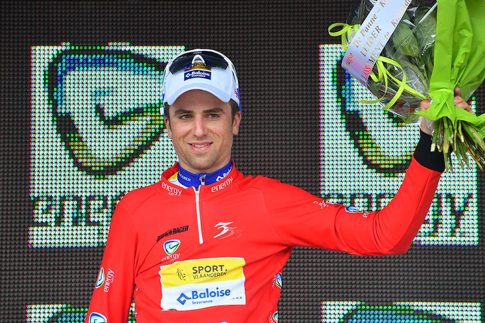 Piet Allegaert in red after stage 2 at the Three Days of De Panne