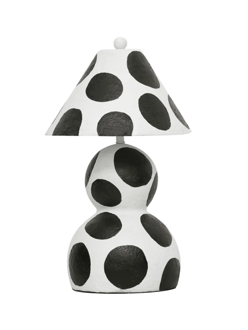 Black and White Papier Mache Table Lamp