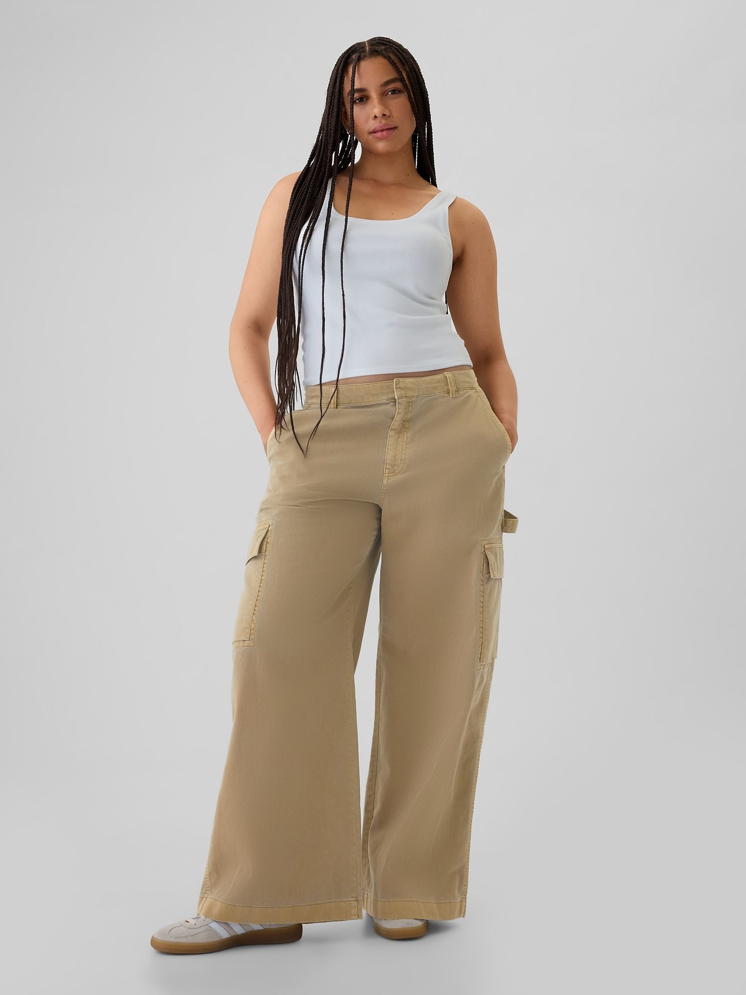 Mid Rise Cargo Baggy Khakis
