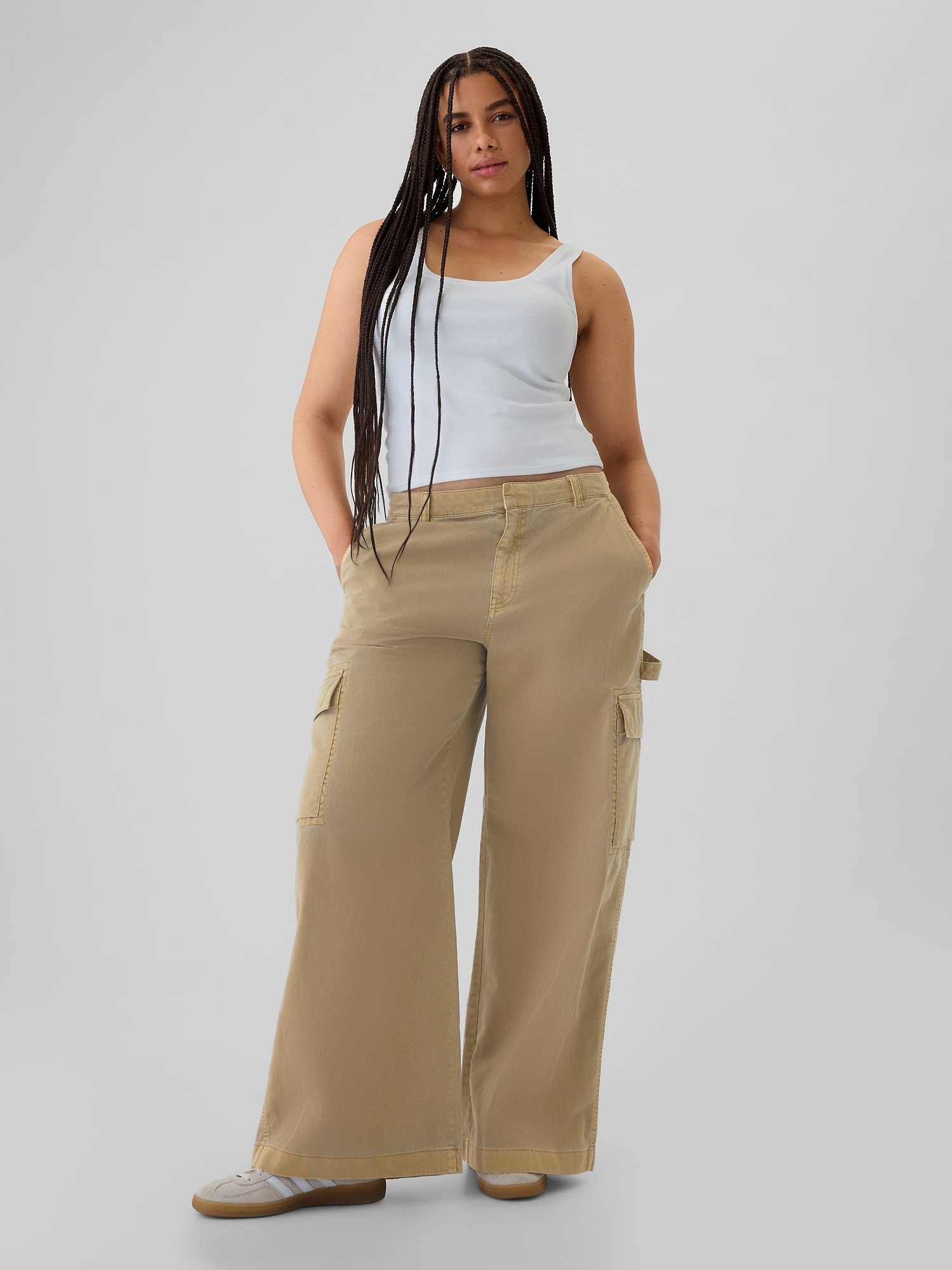 Mid Rise Cargo Baggy Khakis
