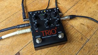 DigiTech Trio+ loop pedal on a wooden floor