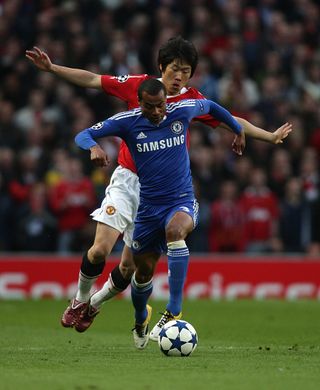 Chelsea’s Ashley Cole and Manchester United’s Ji-Sung Park battle for the ball during the 2011 Champion's League quarter final, eventually won 3-1 by Manchester United on aggregate