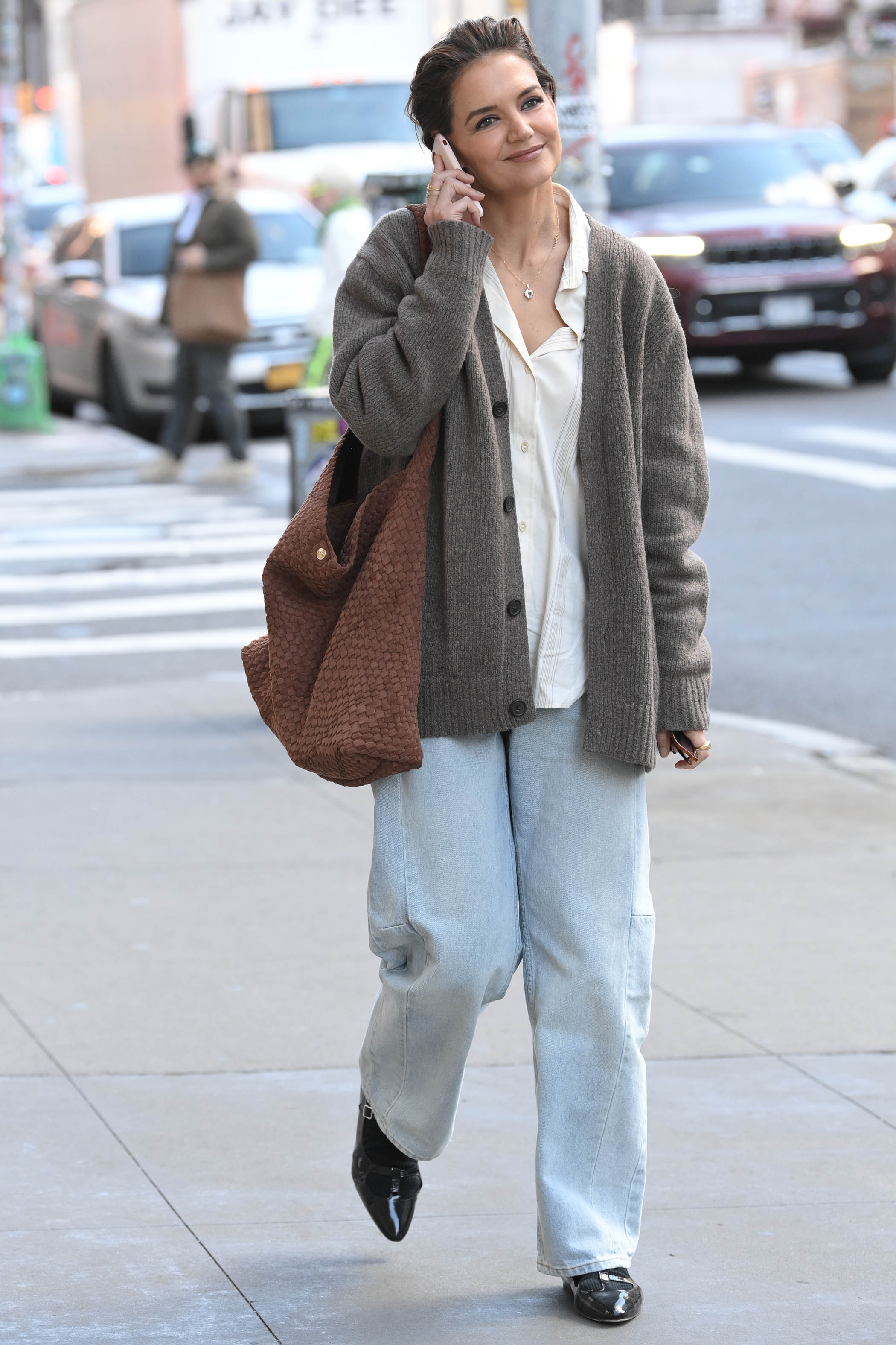 Katie Holmes carried a bag from Dune London