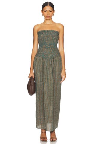 Ruched Strapless Maxi Dress