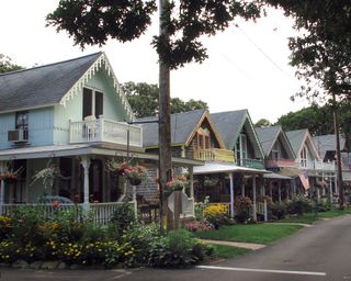 Colorful houses, Martha's Vineyard, MA, USA