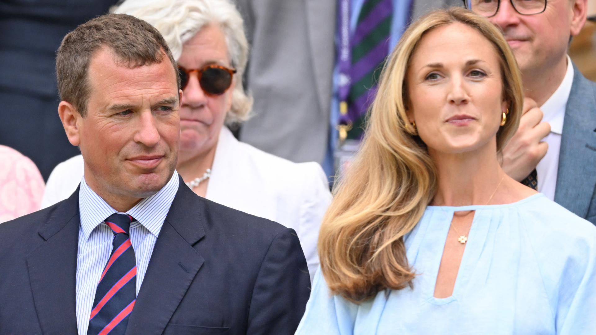 Peter Phillips and Harriet Sperling at Wimbledon on July 09, 2025