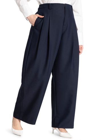 Pleat Front Wide Leg Pants