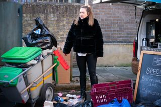 Stacey Slater finds chaos in the market in EastEnders
