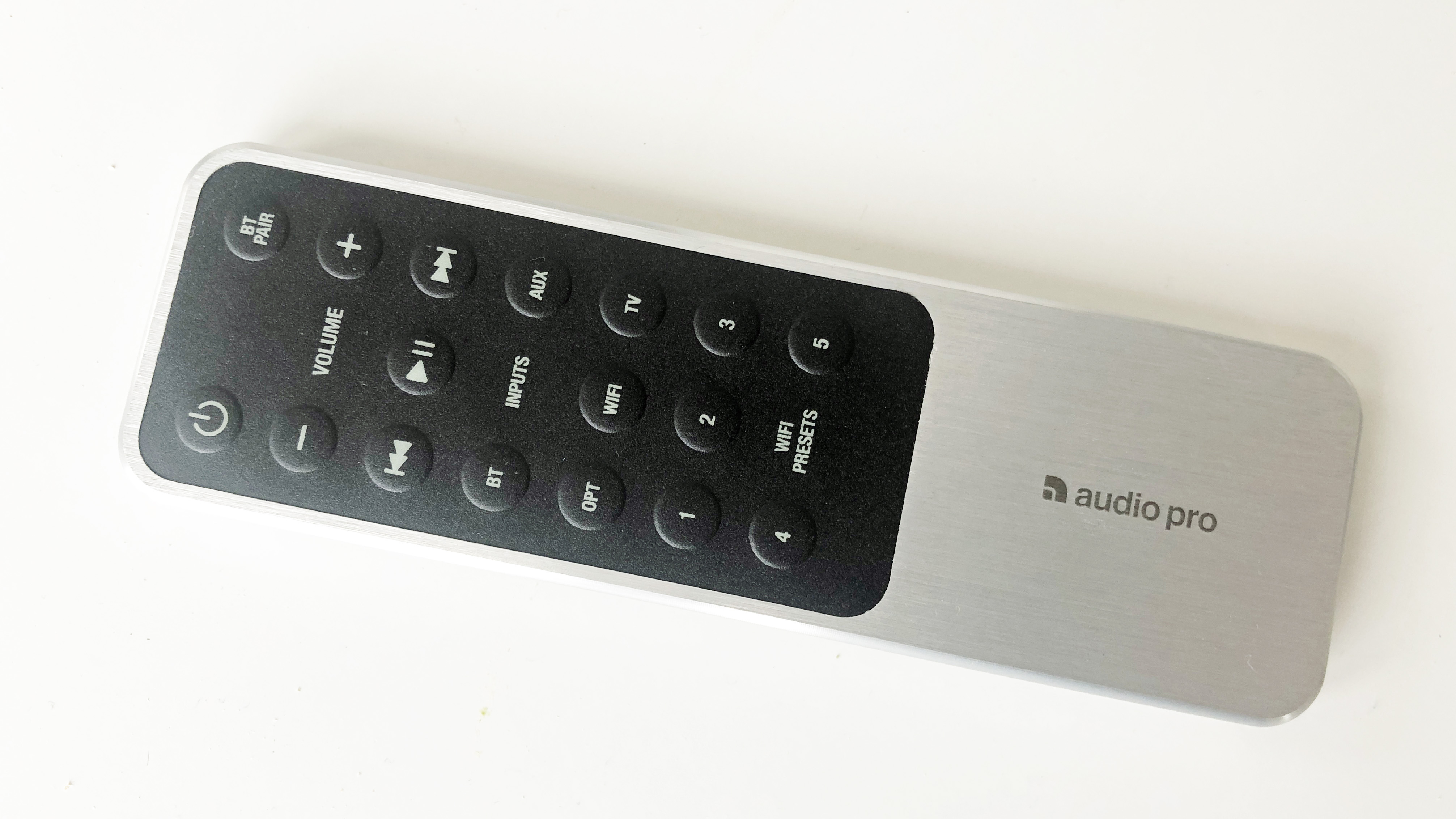 the remote control for the audio pro a36 wireless stereo speakers