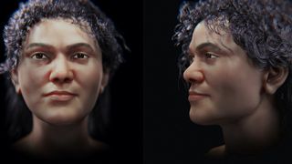 Side-by-side facial approximations of a woman.