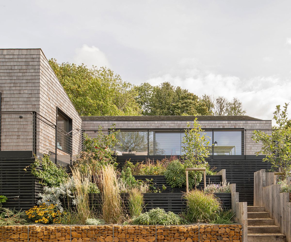 1970s renovated bungalow clad in cedar shingles