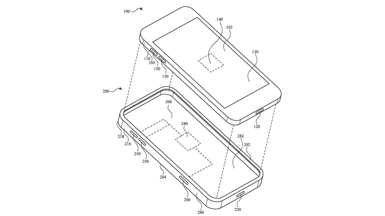 A patent diagram showing an iPhone case