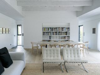 living spaces interior at Aldeburgh house, the minimalist conversion of a barn into a home by david walker architects