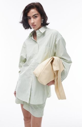 Oversize Stripe Cotton Button-Up Shirt